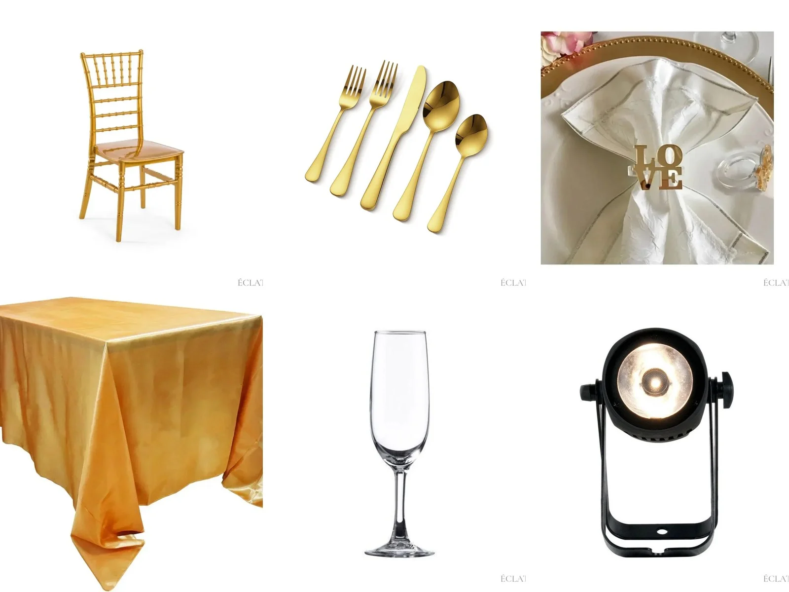 Pack Mariage Élégance doré 50 invités