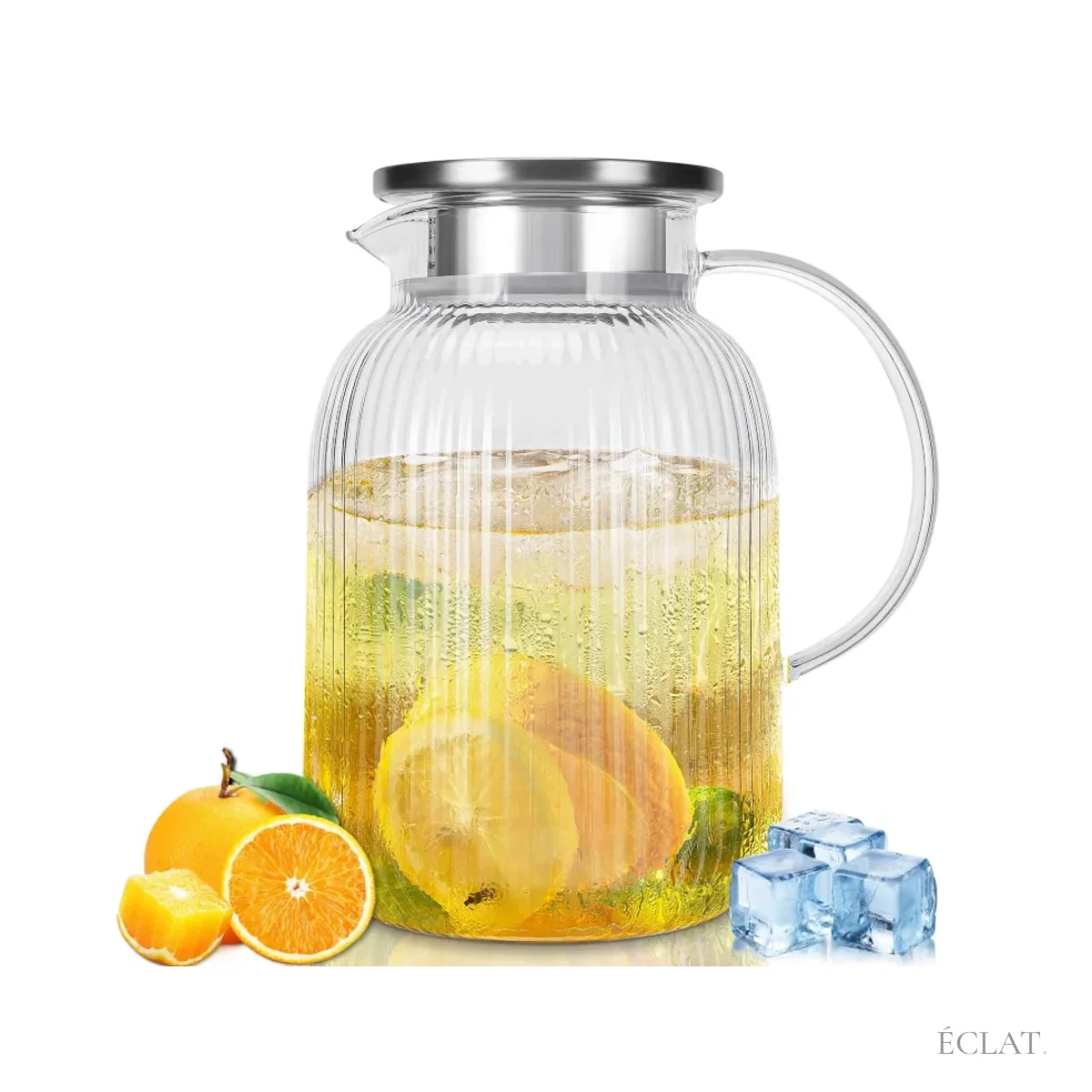 Pichet à eau en cristal de 1,5 litre à bec verseur, location ÉCLAT pour table de réception