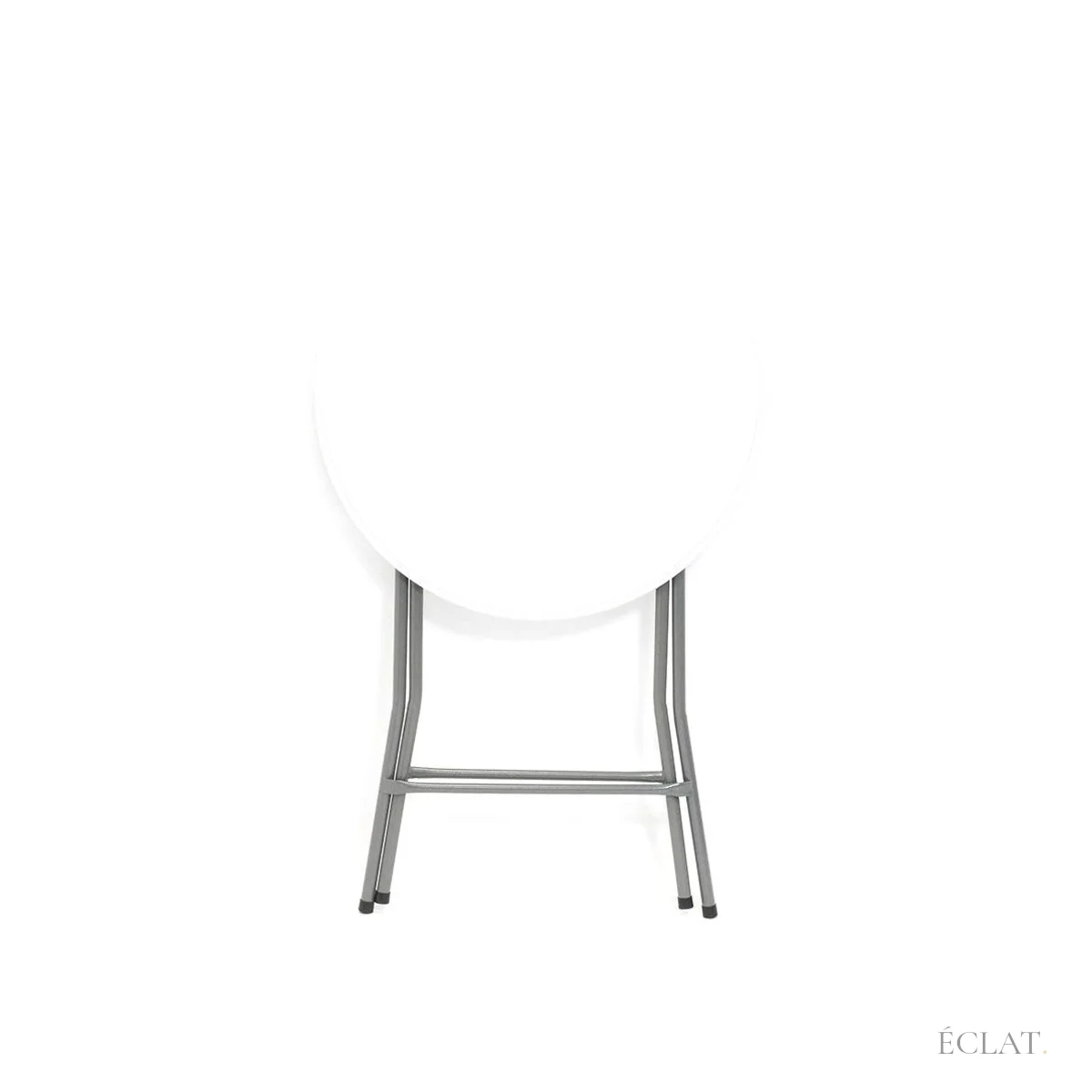 Mange-debout pliant de 80 cm replié, plateau basculé à la verticale pour le rangement