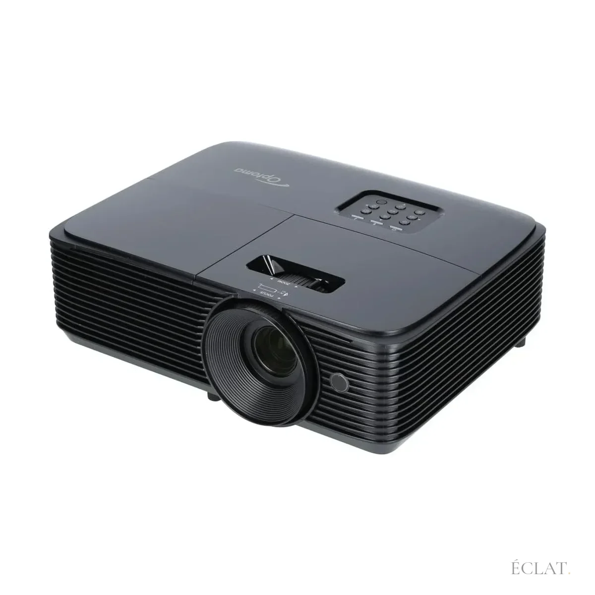 Vidéoprojecteur professionnel Optoma 4 000 lumens en location chez ÉCLAT, vue de face avec objectif