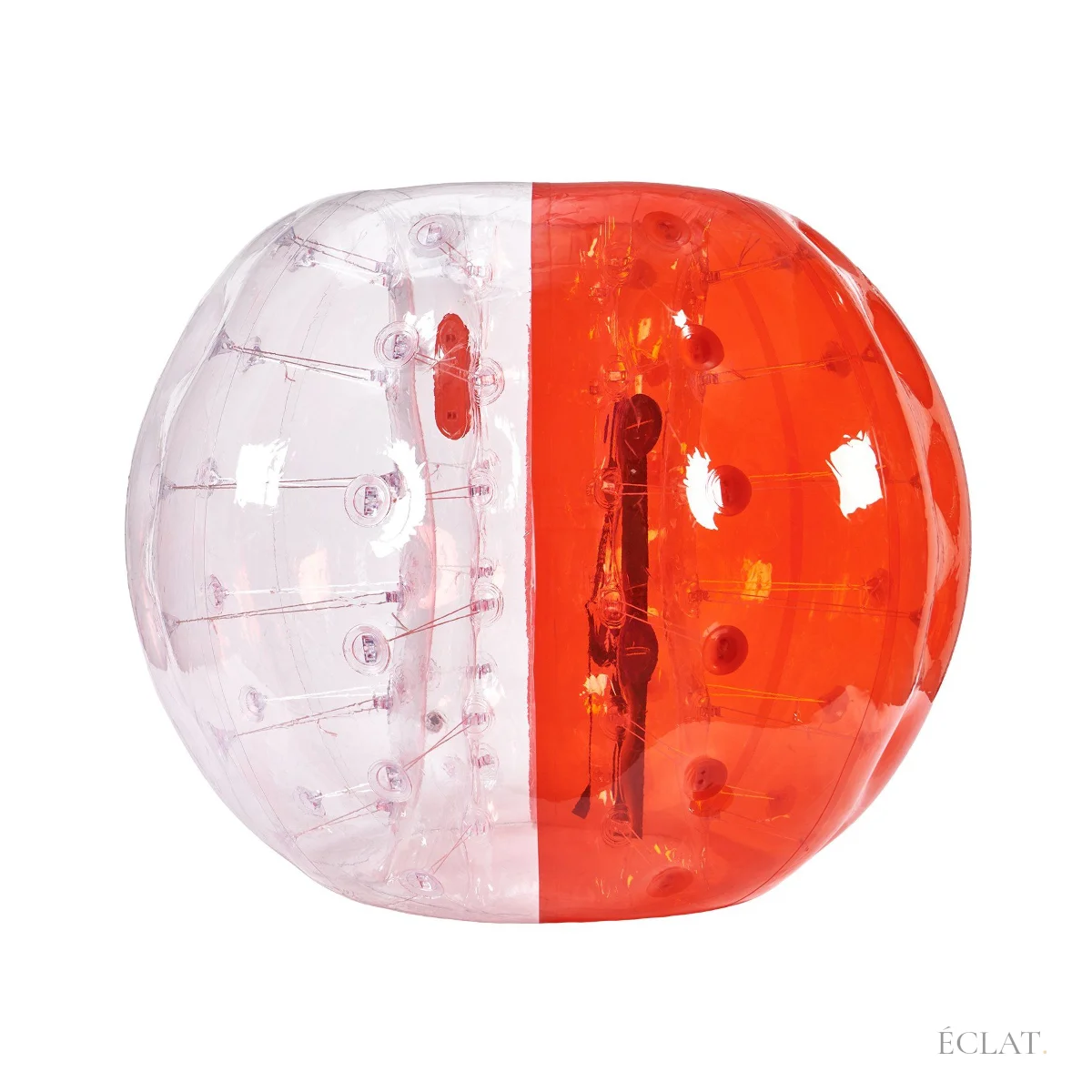 Location bubble foot : bulle gonflable transparente et rouge de 1,50 m