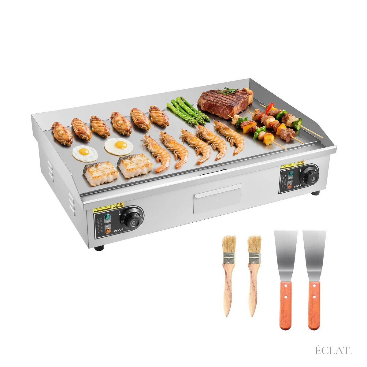 Location plancha électrique professionnelle de 72 cm avec brosses et spatules