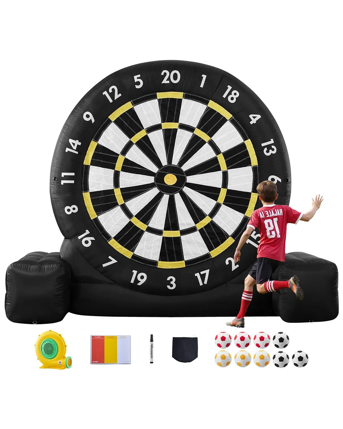 Cible football géante gonflable de 3 mètres avec ballons velcro, location ÉCLAT pour animation