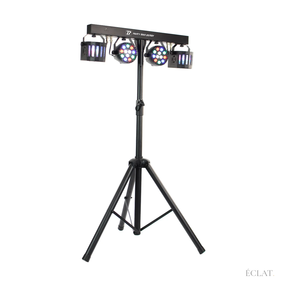 Location jeu de lumière sur trépied : barre avec deux projecteurs LED et deux effets derby