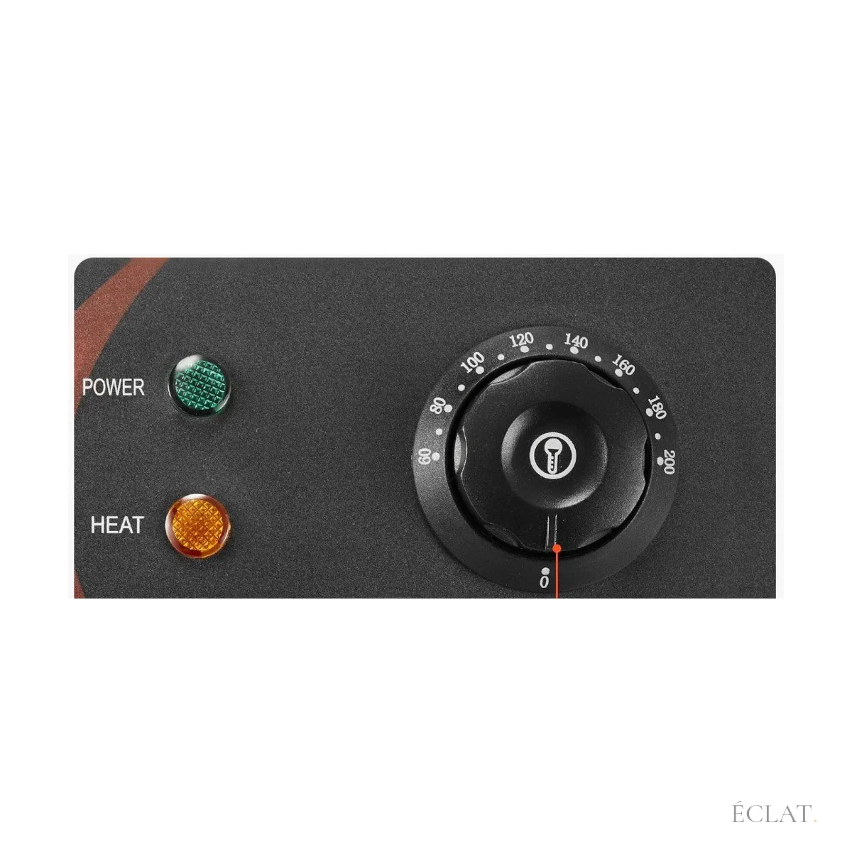 Tableau de commande d'une friteuse : voyants de marche et thermostat