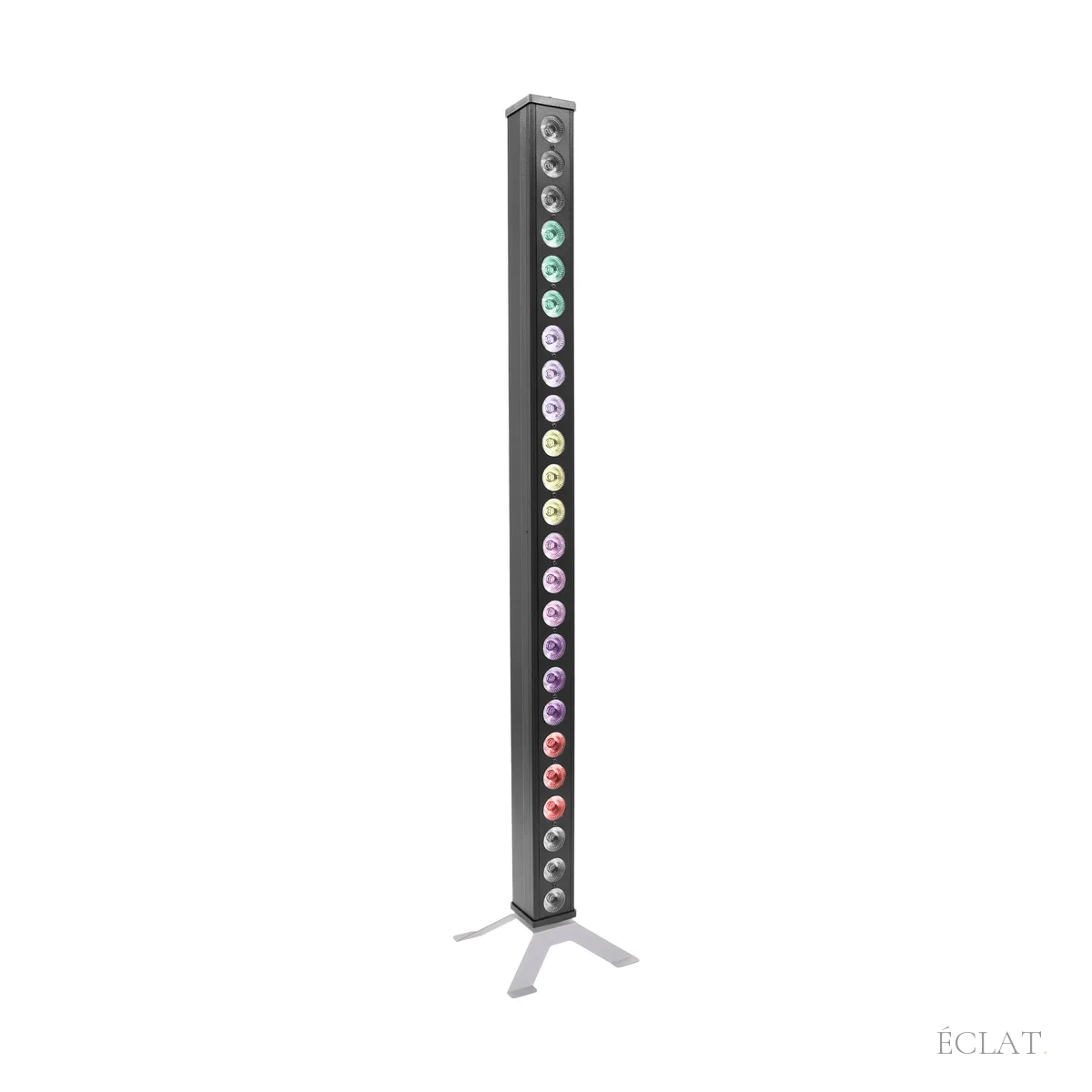 Barre LED RGB ColorPix posée verticalement sur son pied, 24 LED, en location chez ÉCLAT