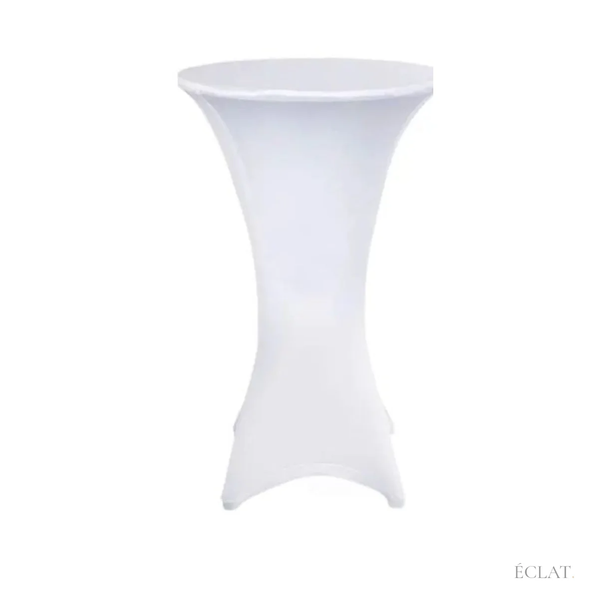 Location housse mange-debout en lycra blanc tendue sur une table haute