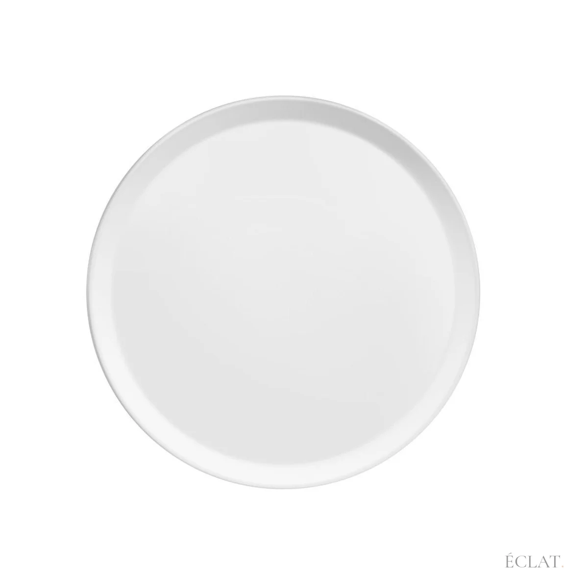 Location assiette plate porcelaine fine blanche de 27 cm, vue de dessus