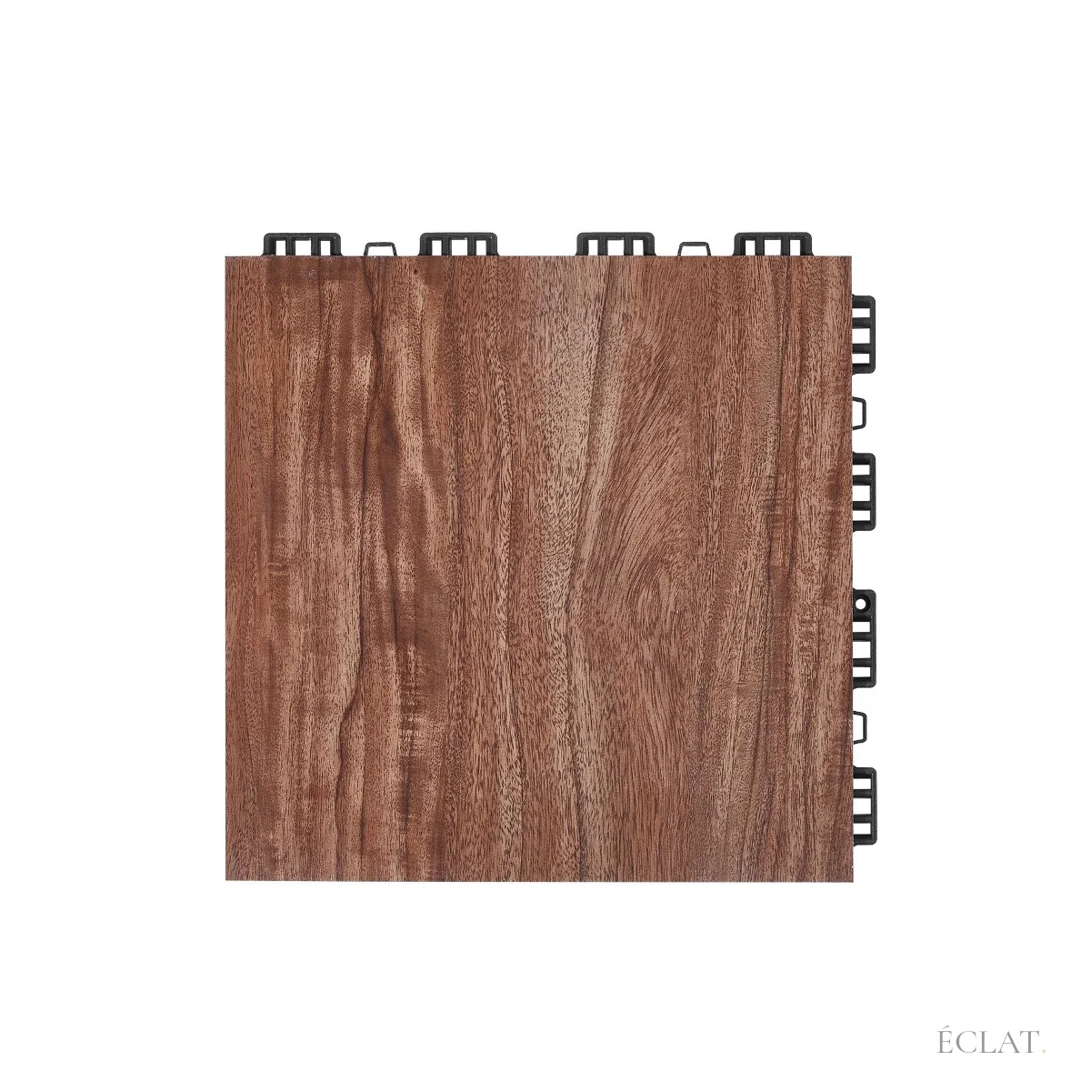 Location piste de danse : dalle emboîtable aspect chêne brun de 31,5 cm avec ses clips de verrouillage