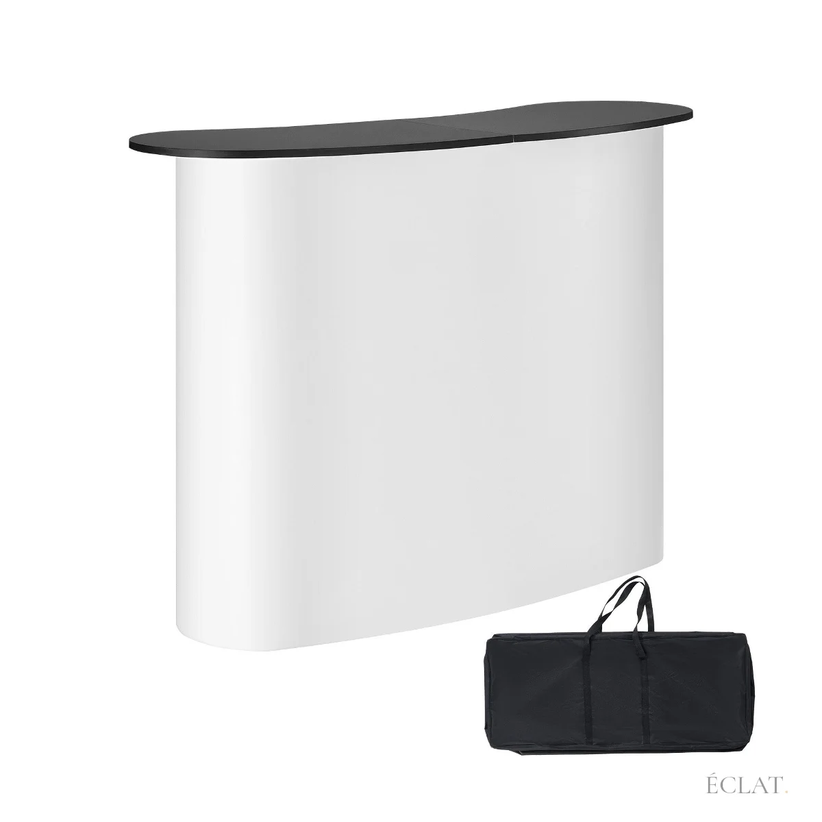 Comptoir d’accueil pliable livré avec son sac de transport noir
