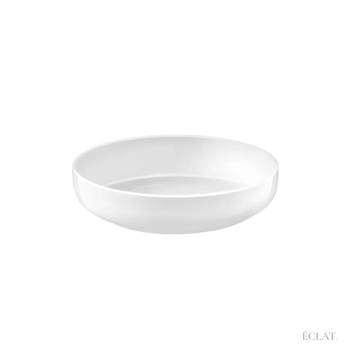 Location assiette creuse porcelaine fine blanche de 20 cm, vue de profil